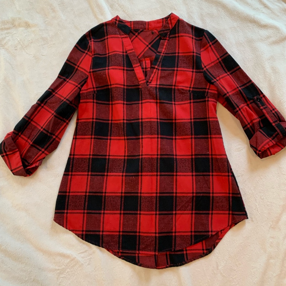 Buffalo plaid flannel blouse